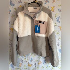 Columbia Two-Tone Teddy Jacket in Gray and Cream